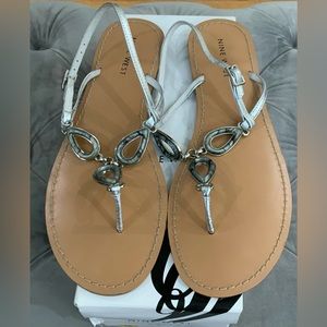 Nine West PolPor7 Silver Flat Sandals
